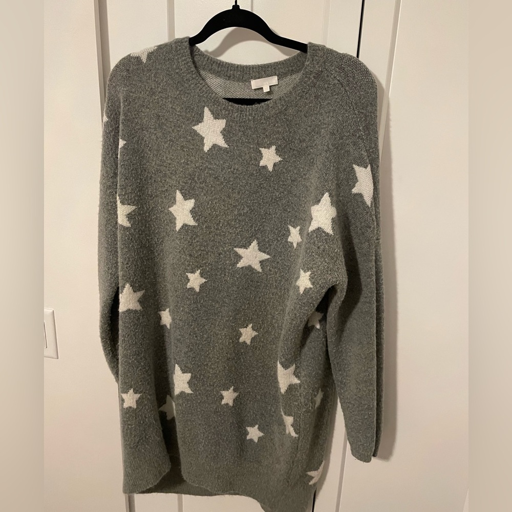 b+ab Designer Oversized Sweater Dress Grey & White Star Warm Medium - XXL tunic